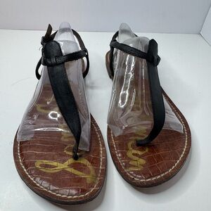 Sam Edelman Giesle Black Leather T-Strap Women’s Sandals Women's Size 10M